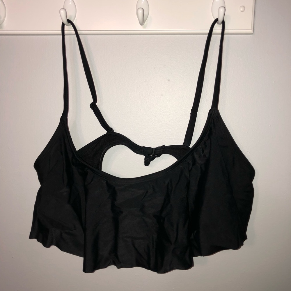 Cute Ruffle Black Bikini Top!